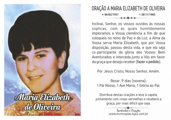 Oração A Maria Elizabeth de Oliveira - CENTO