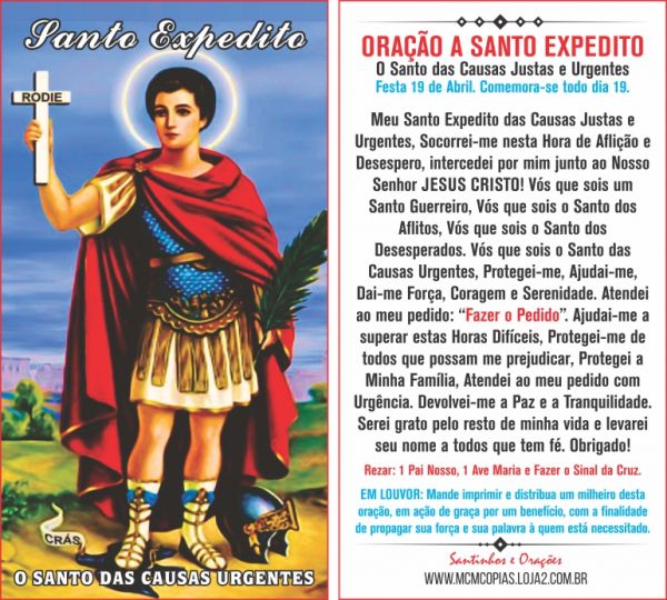 Santo Expedito (250g) 100 Santinhos - Santinhos e Orações ...