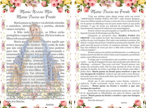 Maria Passa na Frente (100 Panfletos de Oração) 10x14cm - Colorido Frente e Verso