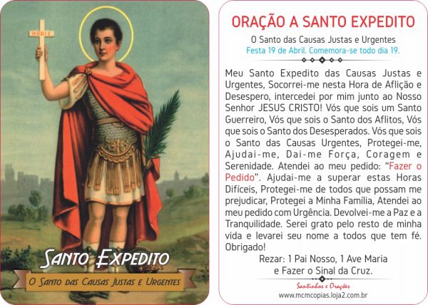 Santo Expedito -  (6,5x9,5cm) Papel 250g - Milheiro