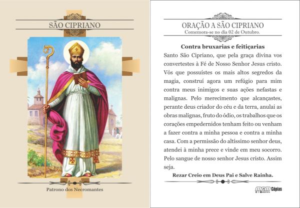 São Cipriano - Milheiro - Santinhos e Orações - Santinhos de Promessa